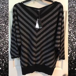 NWT Black & Silver sparkly sweater L